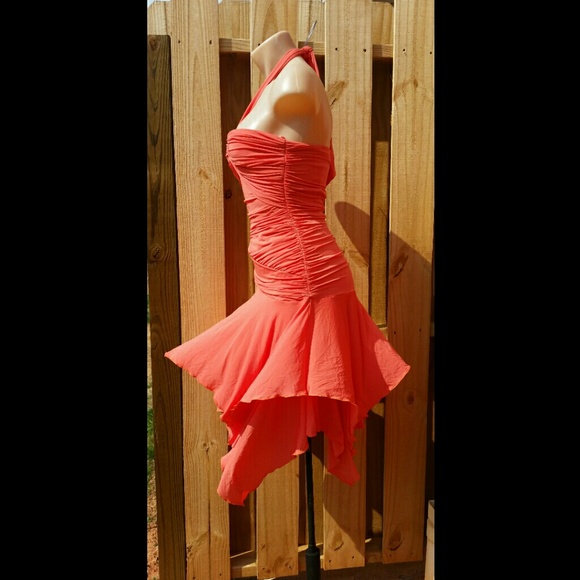 🖤 BCBG Maxazria Halter Top Asymmetrical Ruched Prom - Picture 2 of 9